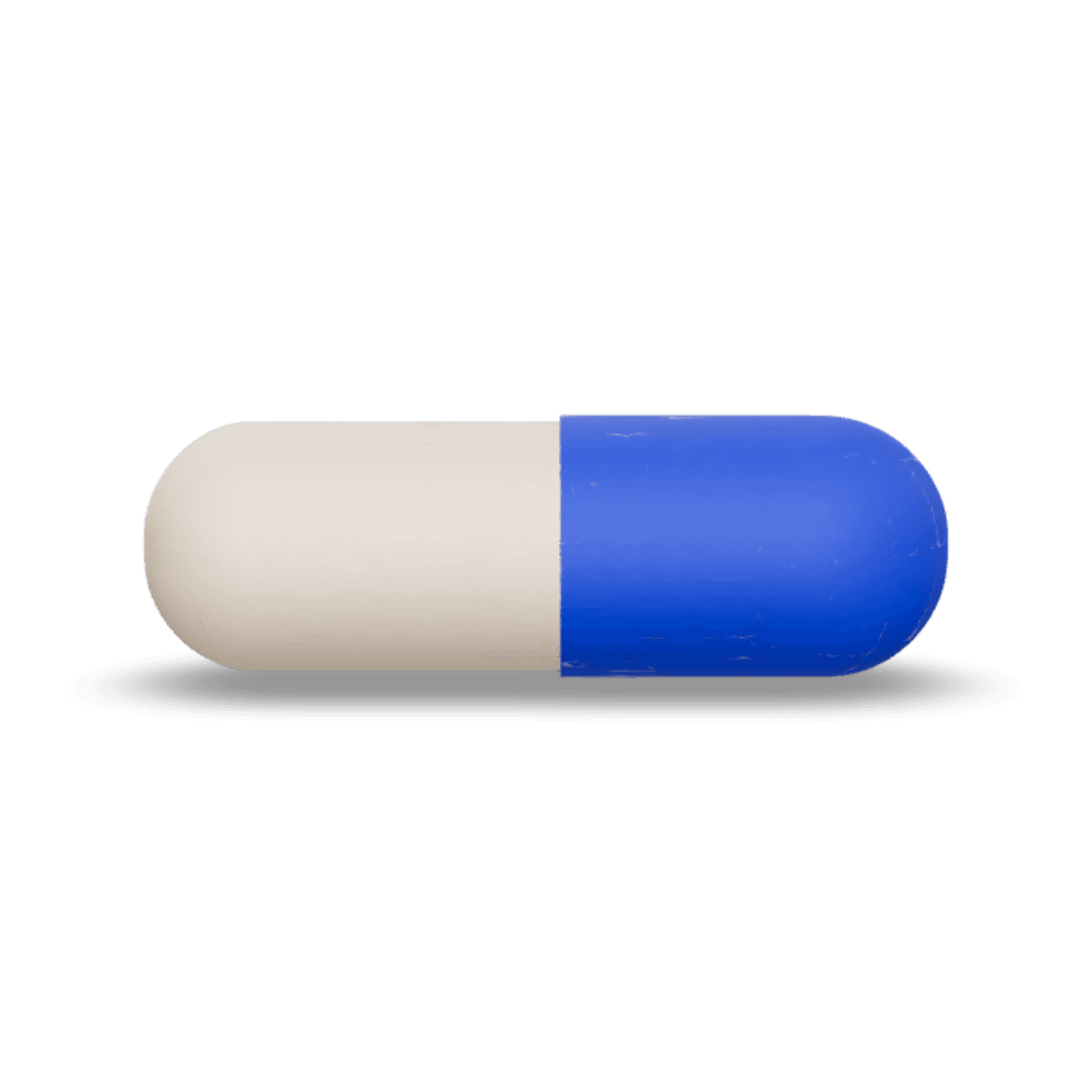 A two-piece capsule, shown as a generic format illustration